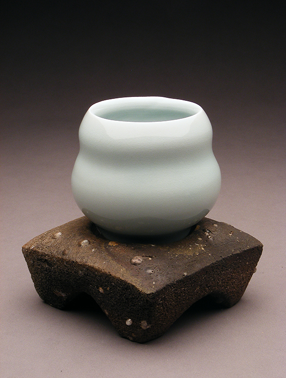 Amy Smith and Simon Levin, "Stream Bed II" wood wired stoneware with feldspathic inclusions and cone 10R porcelain, 5.25" x 5 x 5", 2013.