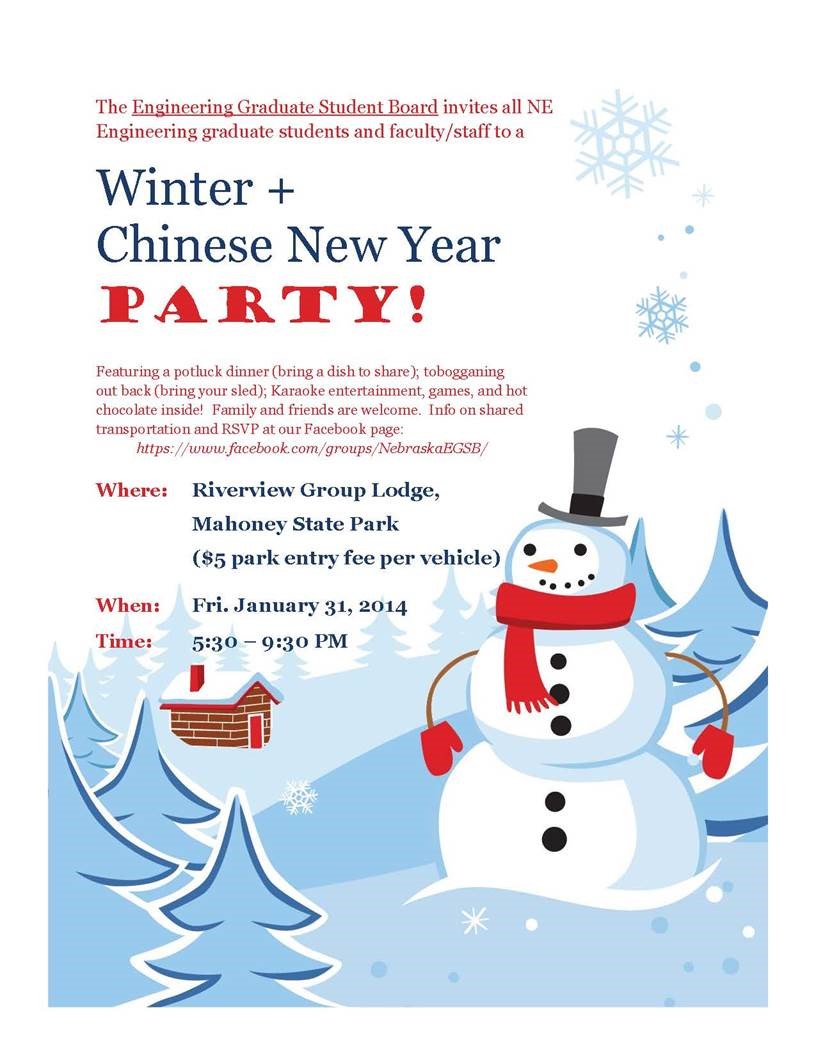 COE Grad Students: Winter + Chinese New Year Party is Jan. 31