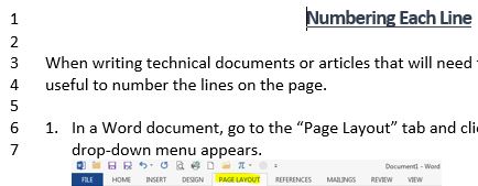 Numbering each line of a Word document