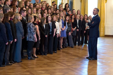 President Barack Obama meets with Presidential award for excellence in math and science teaching winners in the East Room of the White House, March 3, 2014. (Official White House Photo by Pete Souza) 