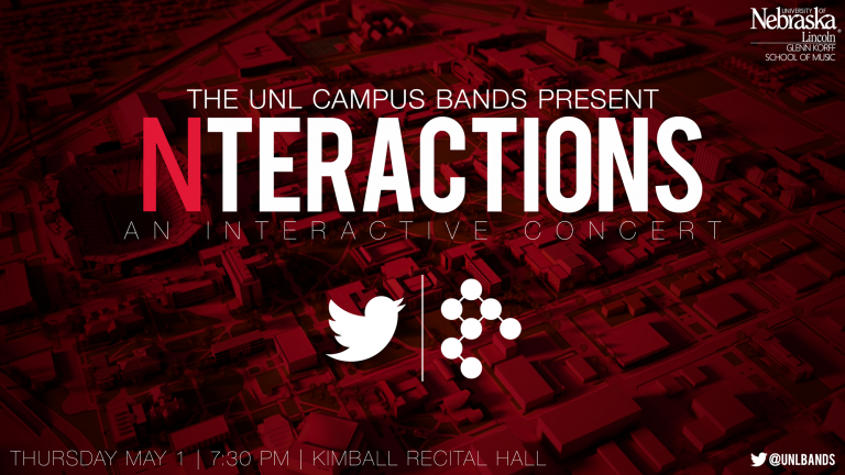 The University of Nebraska-Lincoln Campus Bands will present an evening of wind music in a concert entitled Nteractions, Thursday, May 1 at 7:30 p.m. in the Kimball Recital Hall, but in a switch from the norm, live tweeting will be allowed at the event.