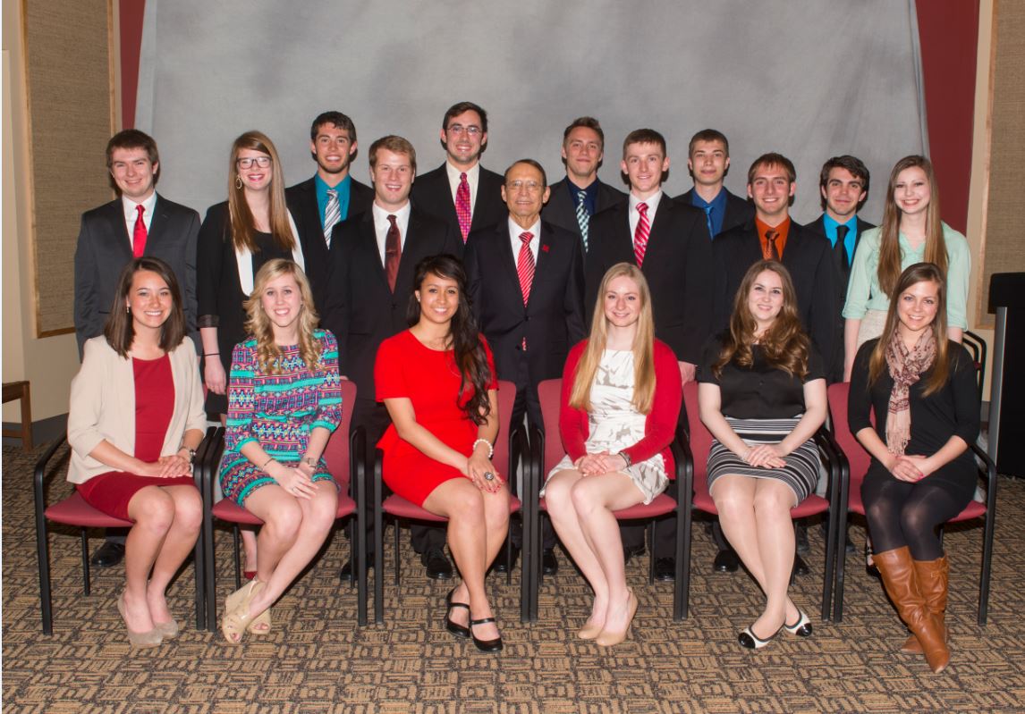 Vice Chancellor Juan N. Franco (center) with the attending students being honored at the 2013-2014 Outstanding Student Leadership Award Dinner