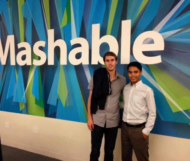 Grant Ebel (l) worked at MTV in NYC this past summer. He met CoJMC alumnus and Mashable's associate entertainment editor Brian Hernandez while there.