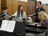 Coordinator of Musical Theatre Studies Alisa Belflower (right) rehearses with (left to right) Jamie Unger, Christian Cardona, Kourtlin Churchman and Brady Foreman with Michael Cotton, piano.