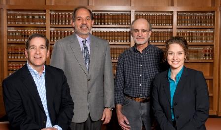Faculty members from the Law-Psychology Program including (from left), Brian Bornstein, professor of psychology; Richard Wiener, director and professor of psychology; Robert Schopp, professor of law; and Eve Brank, associate professor of psychology