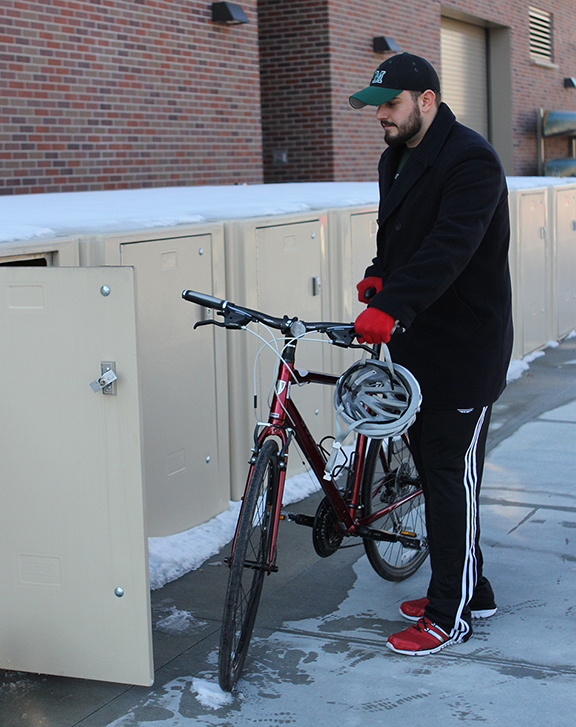 Bike lockers protect your personal gear from theft and environmental elements. The Outdoor Adventures Center has 22 units for rent.