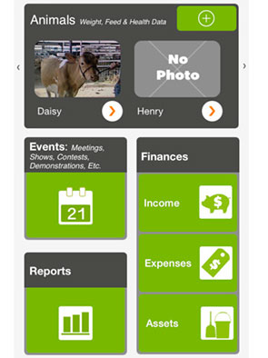 Screenshot from the new free app, "4-H Livestock Record"