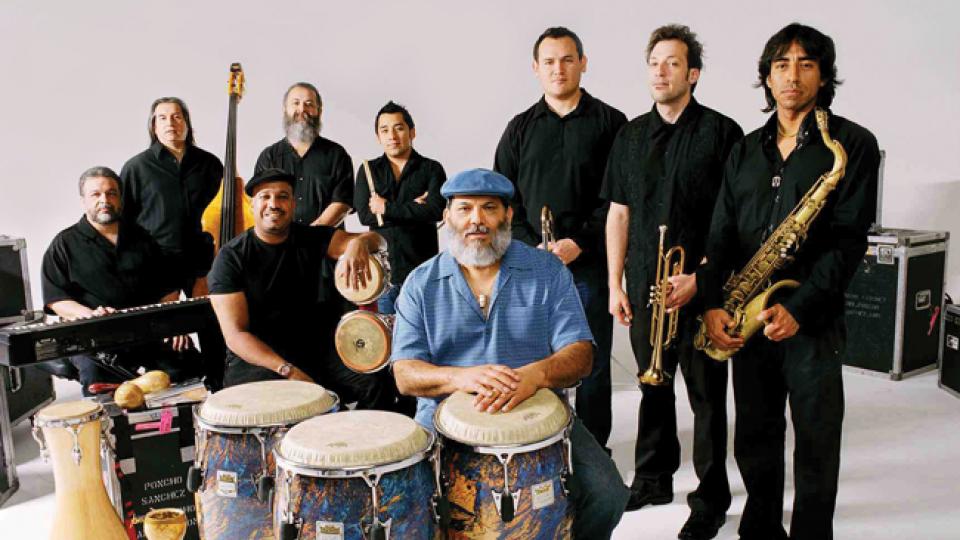 Poncho Sanchez (foreground) and his band