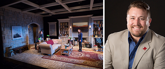 (left) The set for "Sex with Strangers" at the Signature Theatre in Washington, D.C.; (right) J.D. Madsen.
