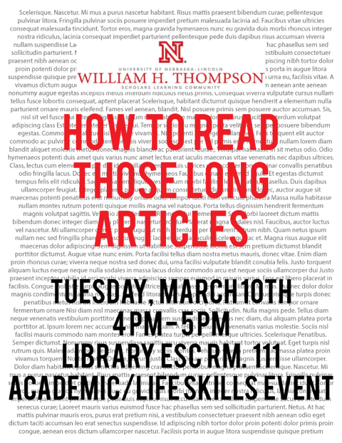 How to Read Those Long Articles (Academic/Life Skills Event Credit