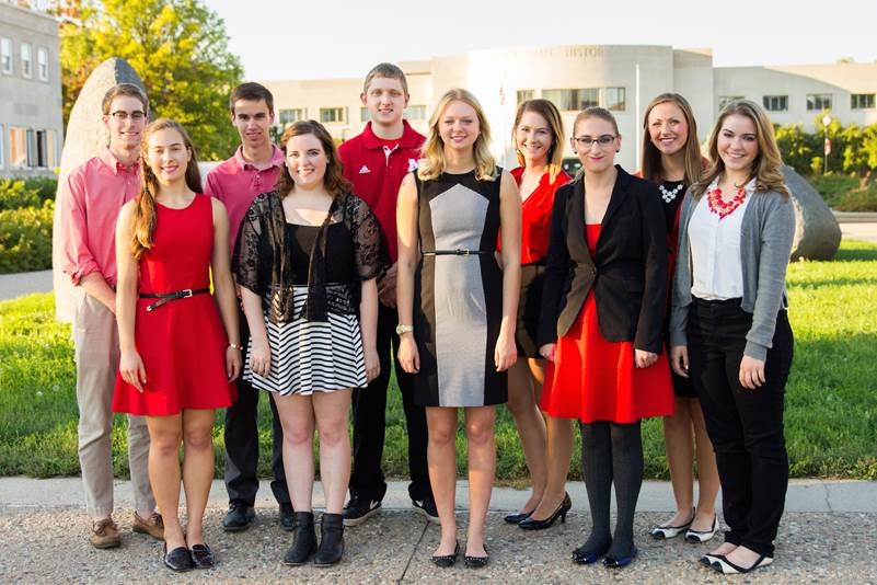 SAB officers: left to right (back row) Christopher Heady, Brent Bonfleur, Josh Skluzacek, Melissa Bakewell, Kelli Green; (front row) Rachel Quint, Jacy Marmaduke, Megan Freese, Stephanie Shipp, Sophie Tatum