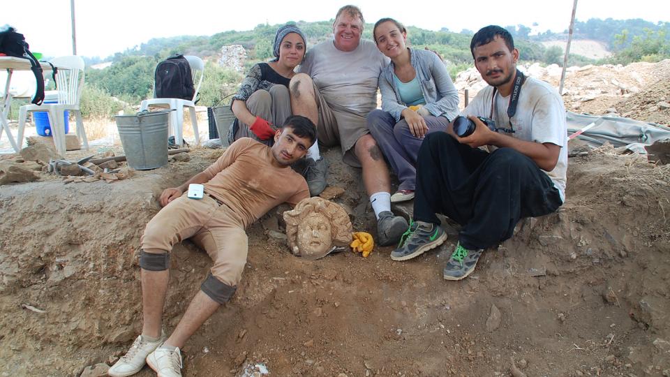  Michael Hoff (third from left), Hixson-Lied professor of art history at the University of Nebraska-Lincoln, with Turkish students who found a Medusa's head at the Antiochia ad Cragum archaeological site in Turkey.