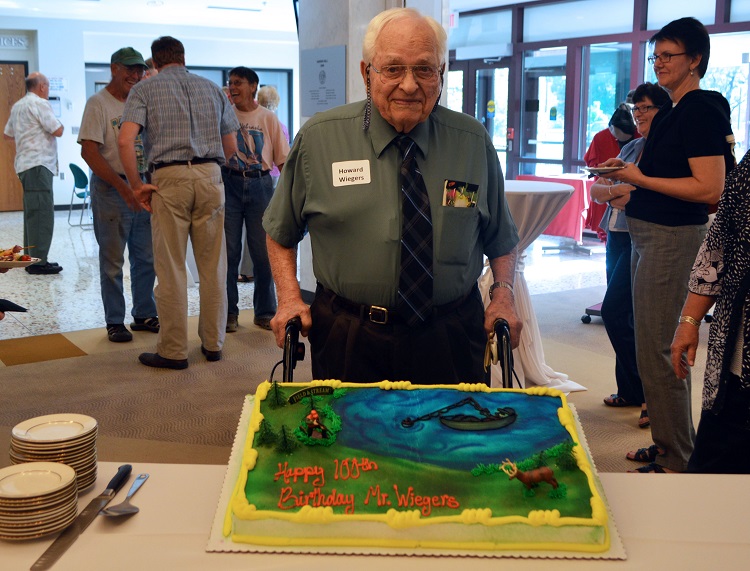 Howard Wiegers at his 100th birthday celebration, which took place July 21 at Hardin Hall on UNL's East Campus. (Mekita Rivas | Natural Resources)