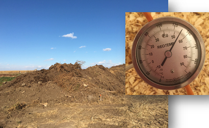 Composting is a biosecure method for on-farm disposal of livestock mortalities.  Photo courtesy of Amy Millmier Schmidt.