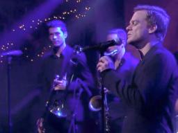 Karl Lyden (left, trombone) performed with Michael C. Hall and the cast of "Lazarus" on Stephen Colbert's "The Late Show" on Dec. 17.
