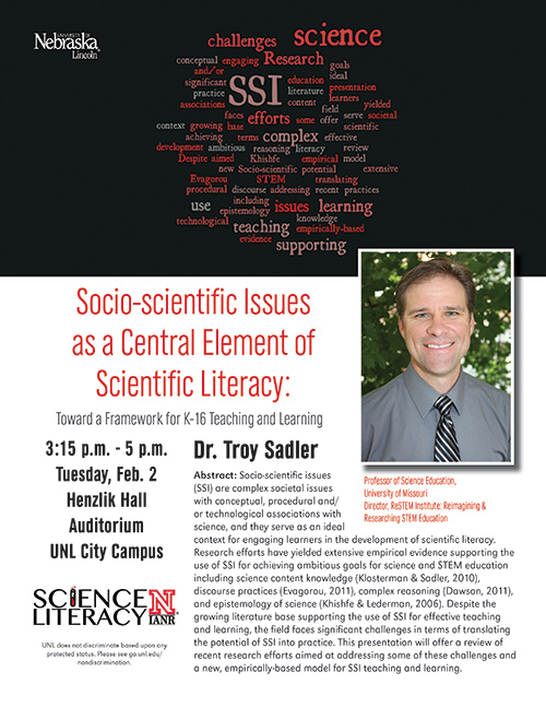 Dr. Sadler's talk on Feb. 2, 2016