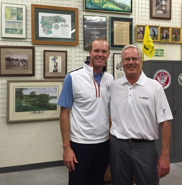 Nick Sage and Mark Rolfing, broadcaster for golf tournaments on NBC and referred to as "Mr. Ryder Cup"