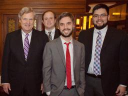 UNL students Matt Pedersen (second from left) and Fernando Napier (far right) are recent winners in the USDA-Microsoft Innovation Challenge. Also pictured are Secretary of Agriculture Tom Vilsack (left) and Ben Wellington.