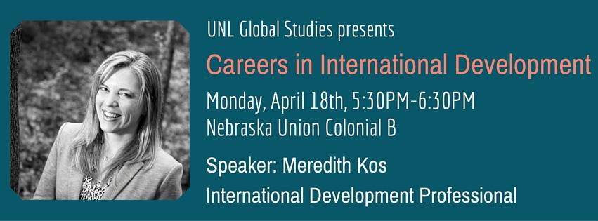 Listen and speak with Meredith Kos, International Development Professional, about career opportunities in the field of international development. She will share some suggestions and strategies on how students can pursue work and internship experiences in 