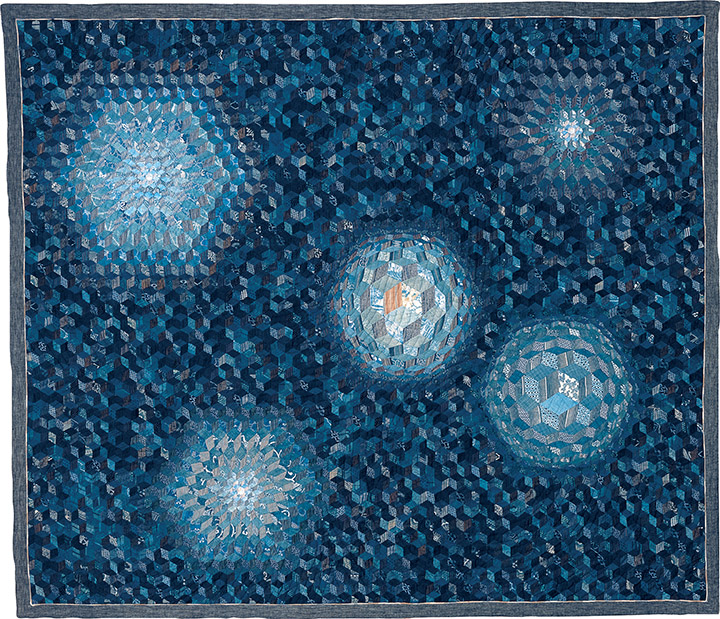 "Cosmos II" is now showing in "Blue Echoes: Quilts by Shizuko Kuroha" at the International Quilt Study Center & Museum. Kuroha will offer a lecture on April 1 and a demonstration on April 2 at the museum.