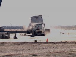 MwRSF Crash Test April 13 of 80,000-lb. van-trailor into a concrete bridge