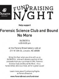 This flyer is required on your mobile device or printed in order for Panera to donate to Bound No More on 4/28 from 4pm-8pm!