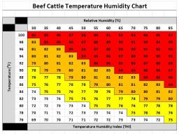 Cattle Temperature Humidity Chart.