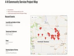 The 4-H Community Service Project map shows the multitude of 4-H community service projects happening across Nebraska.
