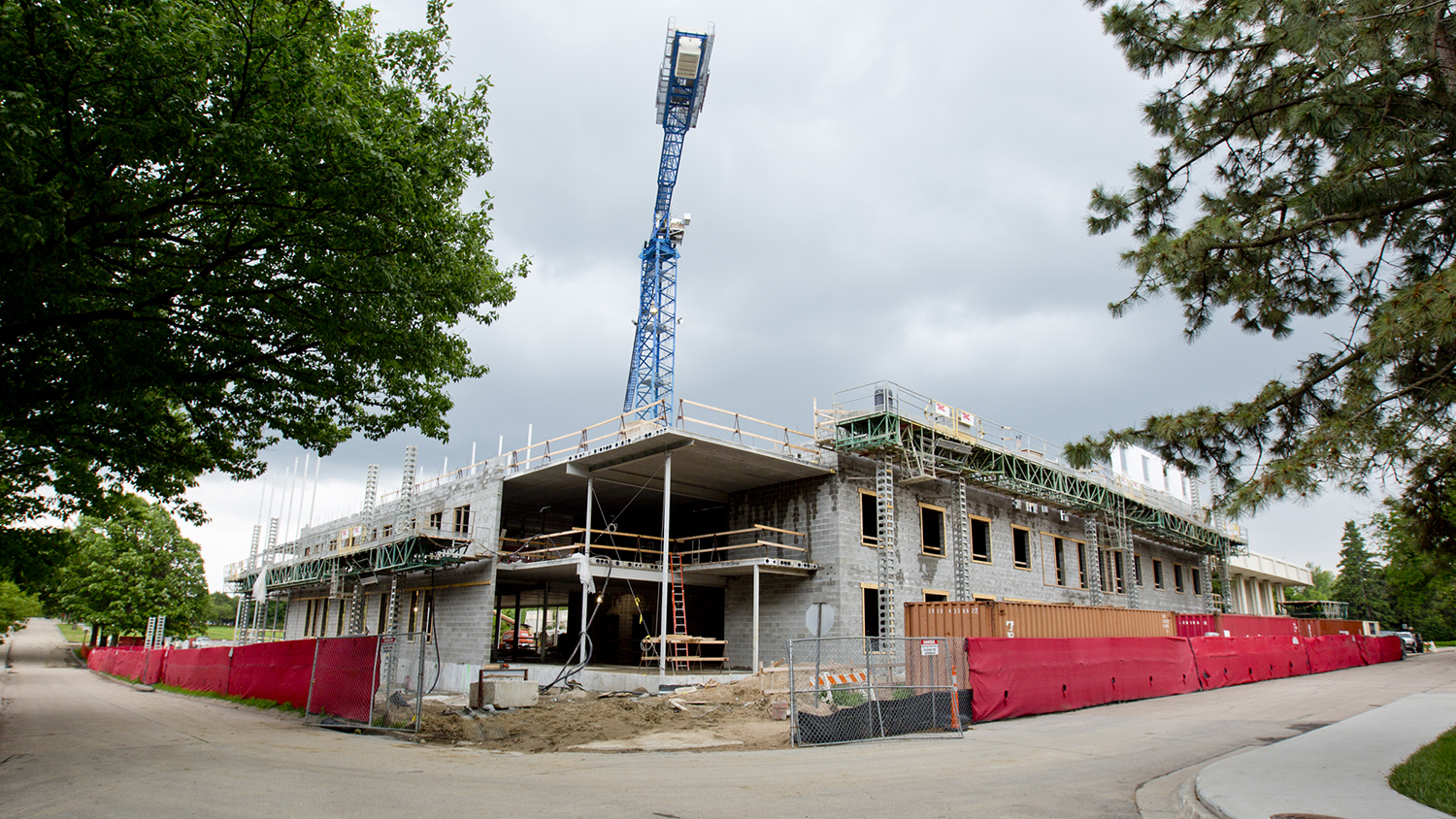 Construction continues on the new residence hall on UNL's East Campus. The building, which will replace Burr and Fedde halls, is scheduled to open for fall 2017. (Troy Fedderson/University Communications)