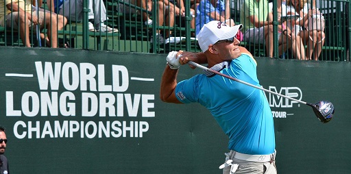PGA Professional and Recent PGA Golf Management Graduate Andrew Frakes Performing at Last Year's World Long Drive Championship