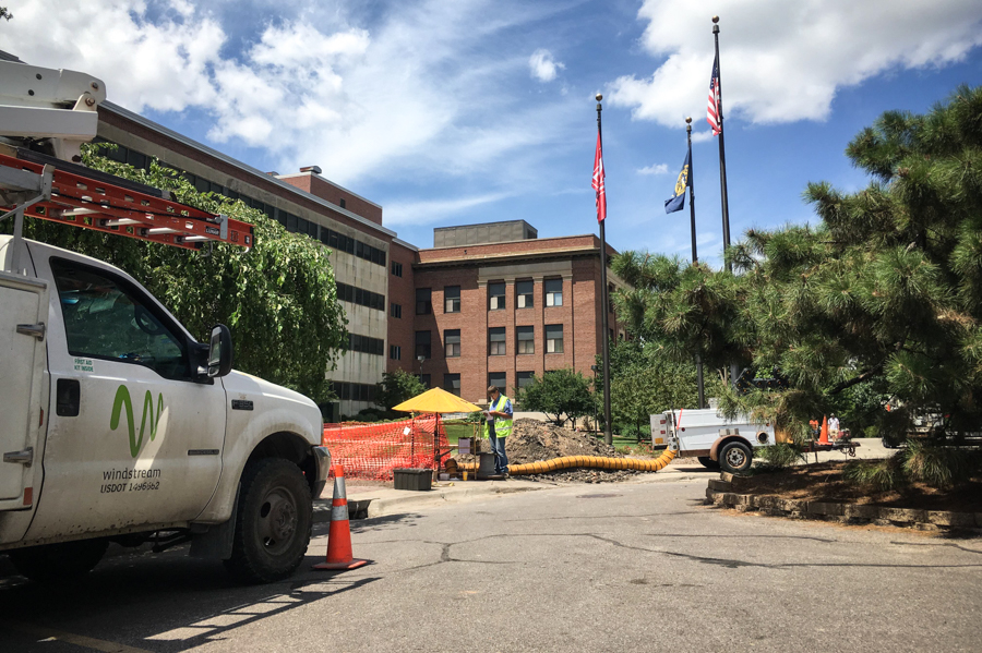 Windstream workers have begun repairing underground telephone cables between the Canfield Administration Building South and the Nebraska Union.