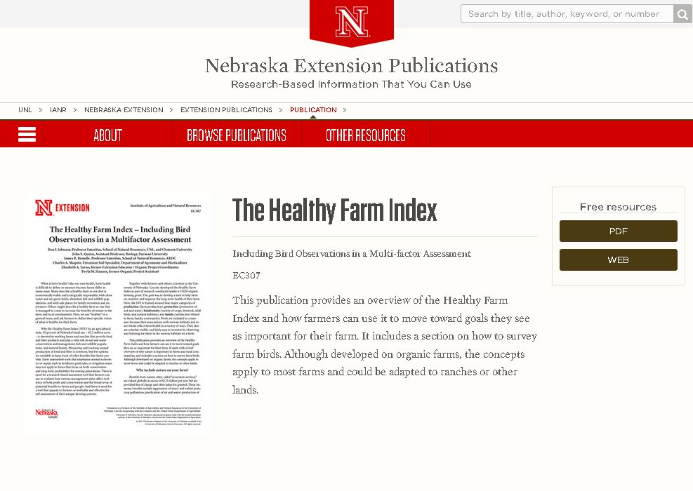 The Healthy Farm Index is meant to help farmers monitor and improve the long-term health of their farm.