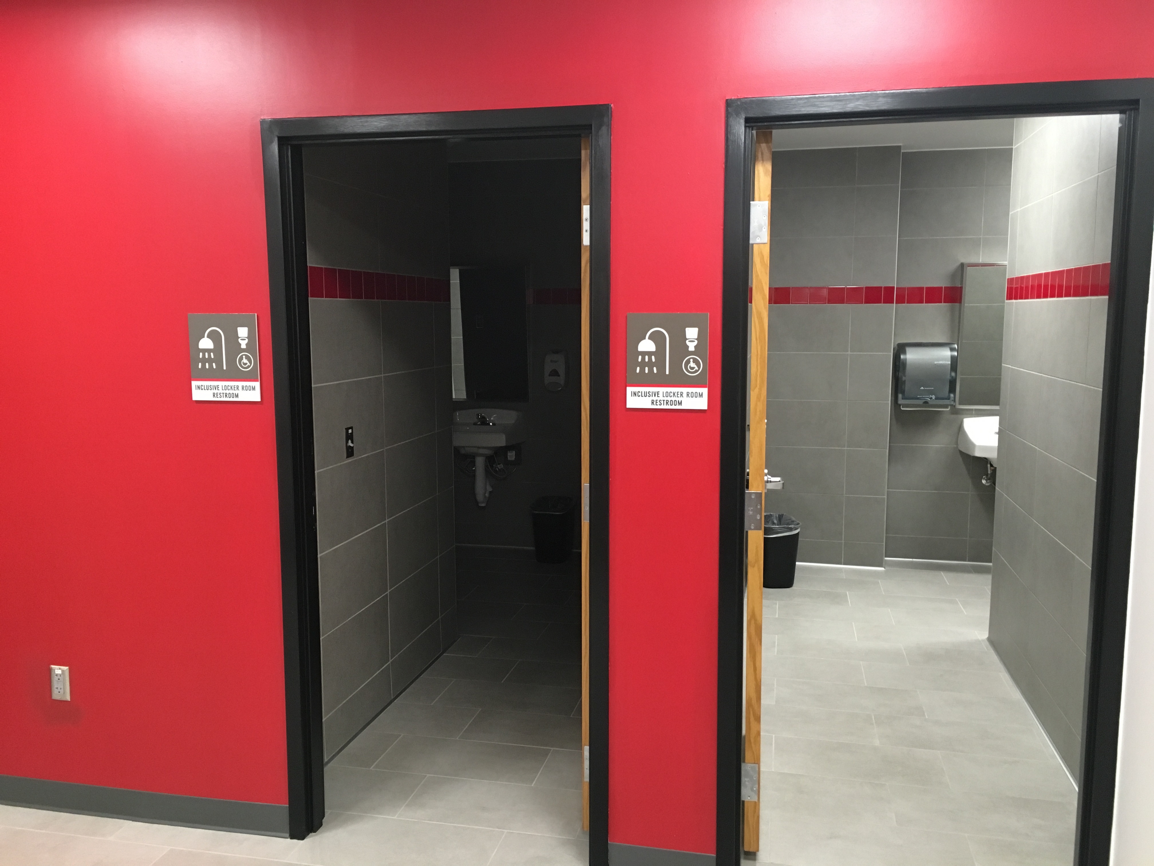 New inclusive locker rooms available at the Campus Recreation Center.