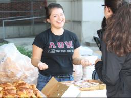 Students tasted Hispanic foods at Fiesta on the Green, an annual event sponsored by the Jackie Gaughan Multicultural Center and the Office of Academic Success and Intercultural Services.