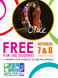 Enjoy a free performance of "Once" at the Lied Center Oct. 7 & 8.