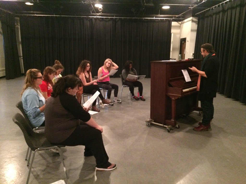 The cast of "Hamlet," participates in a music rehearsal in October. Photo courtesy of Wesley Broulik.