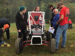 College of Engineering students gather around their Baja Racing car at a tournament in Kentucky on Oct. 1, 2016. Photo courtesy of Emily Cimarusti. 