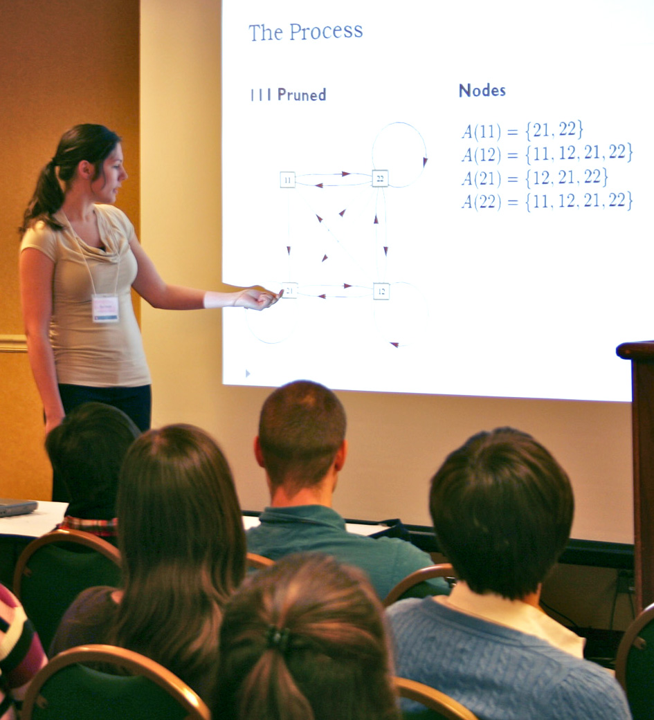 A 2010 participant at NCUWM gives a talk about her research.