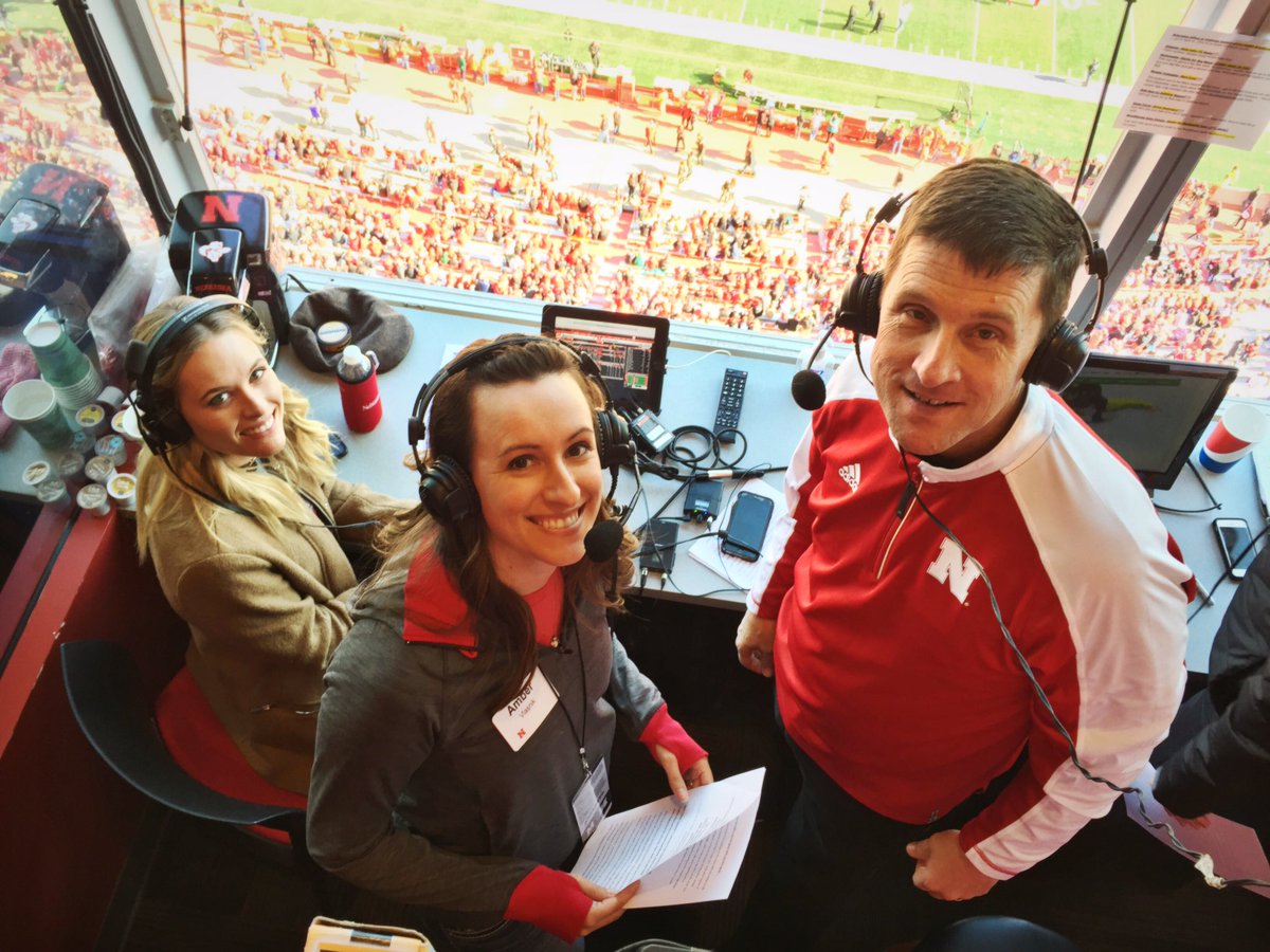 (from left) Hannah Huston, Amber Vlasnik and Hank Bounds at the Nebraska-Maryland football game Nov. 19.