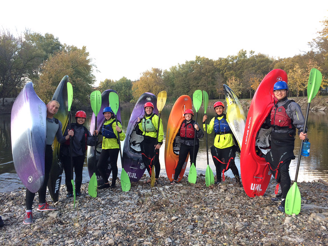 Campus Recreation's Outdoor Adventures taught whitewater kayaking in Iowa over Fall Break.