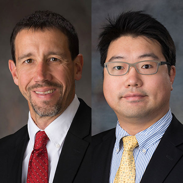 Daniel Linzell (left), chair of civil engineering, and Chungwook Sim, assistant professor of civil engineering, are co-principal investigators on a collaborative effort with UNO's College of Information Science and Technology, on an NSF-funded project tha