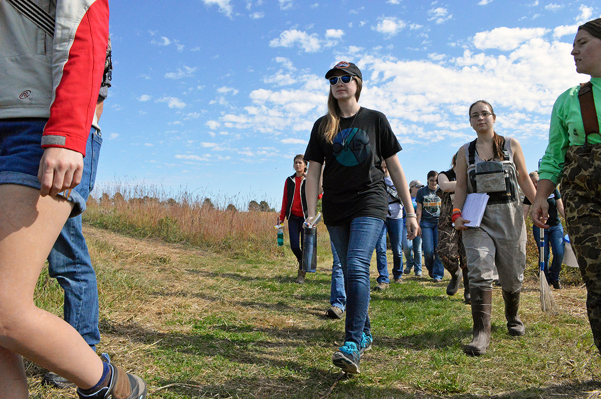 Students participate in field work at Pioneers Park Nature Center for one of Dennis Ferraro's natural resource classes. | Shawna Richter-Ryerson, Natural Resources