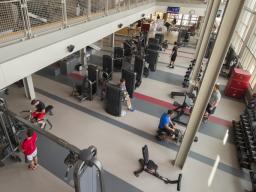 Members of the campus community work out in the Recreation and Wellness Center on East Campus. The facility is home to the university's wellness initiative. | Craig Chandler, University Communication 