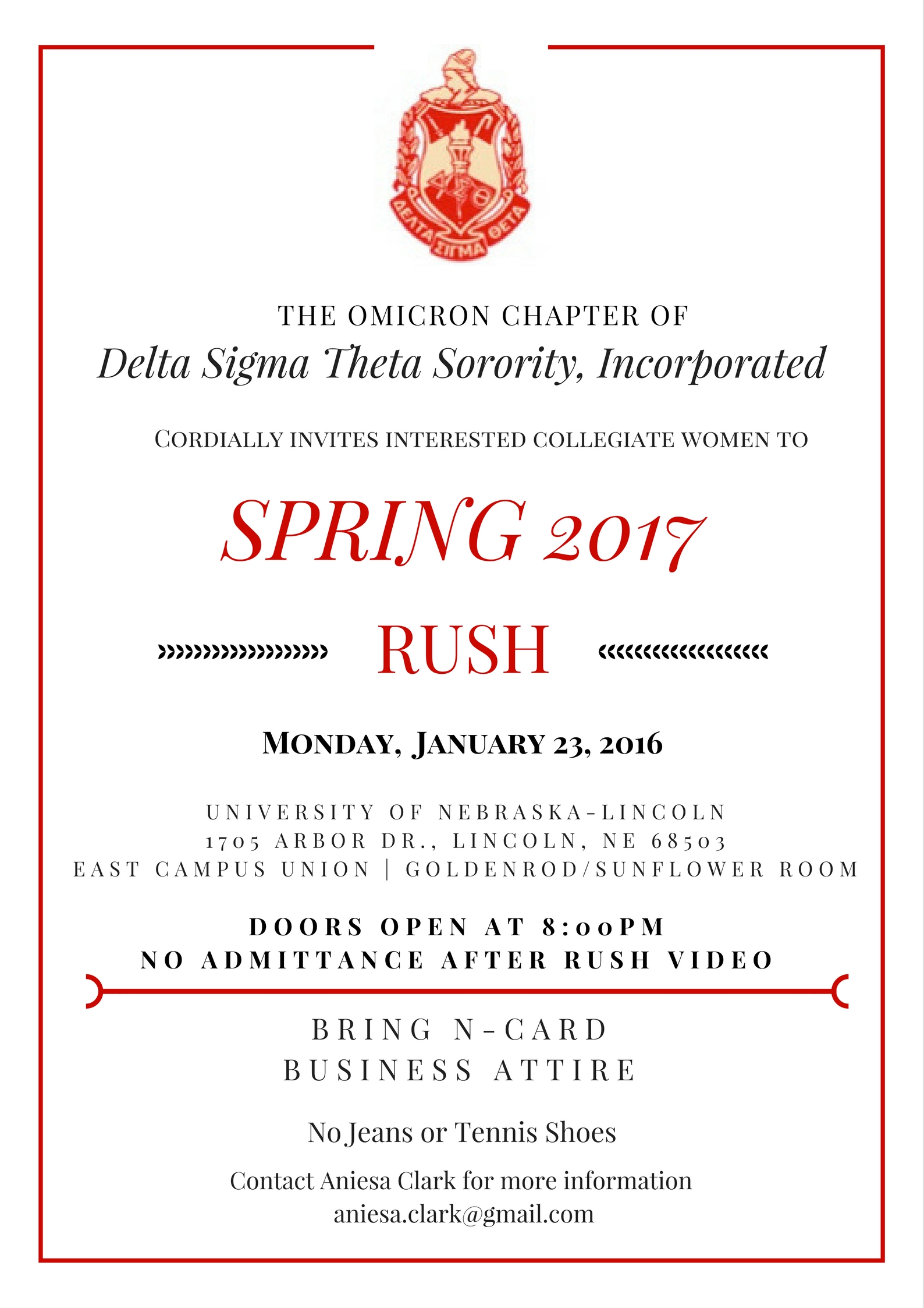 Omicron Chapter of Delta Sigma Theta Sorority, Inc. Spring 2017 Rush |  Announce | University of Nebraska-Lincoln