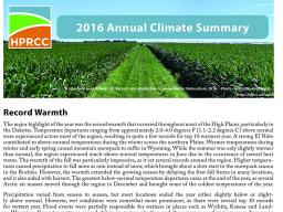 The High Plains Regional Climate Center released its first annual summary. | Courtesy image