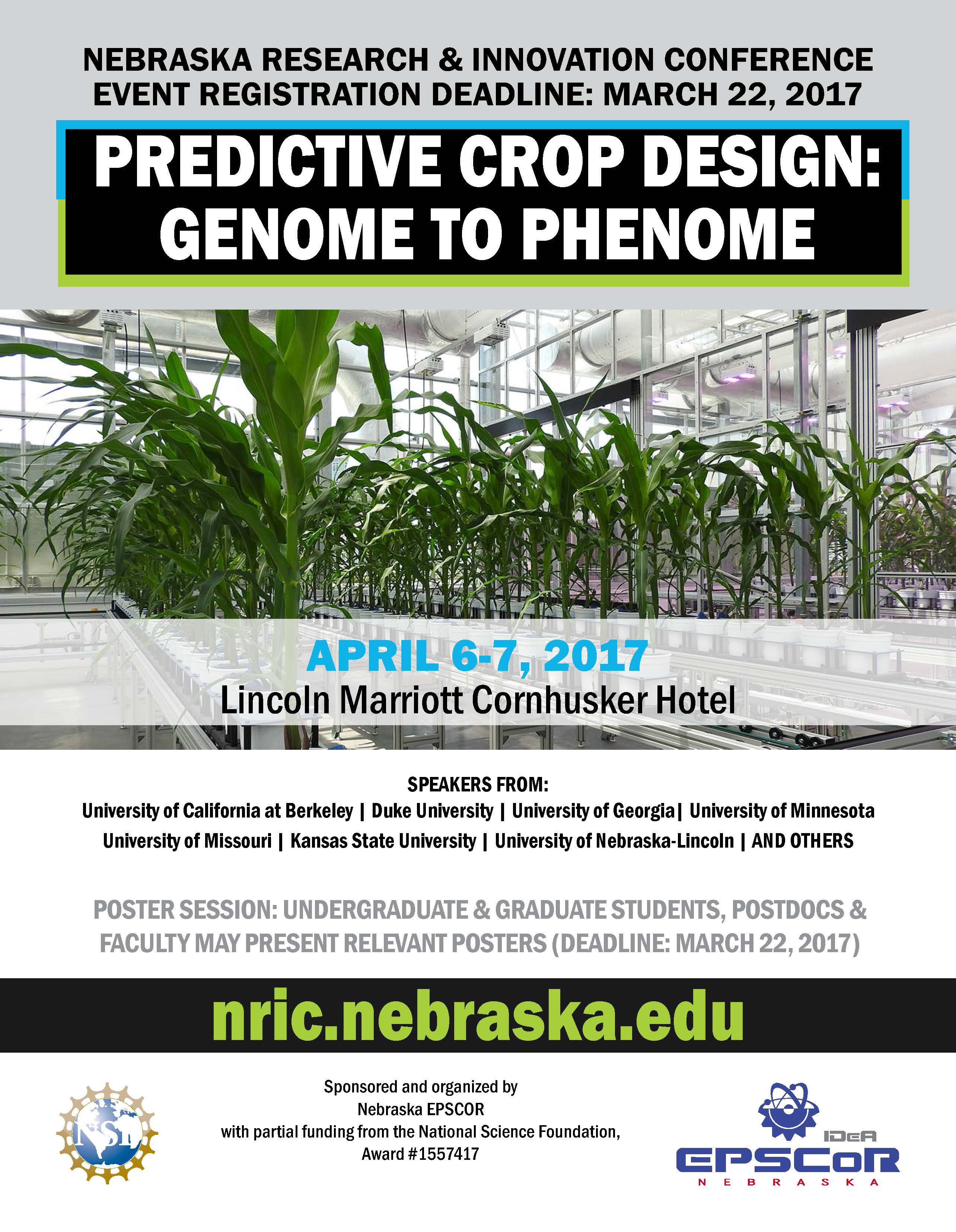 Registration is open for Predictive Crop Design: Genome to Phenome on April 6-7 in Lincoln.