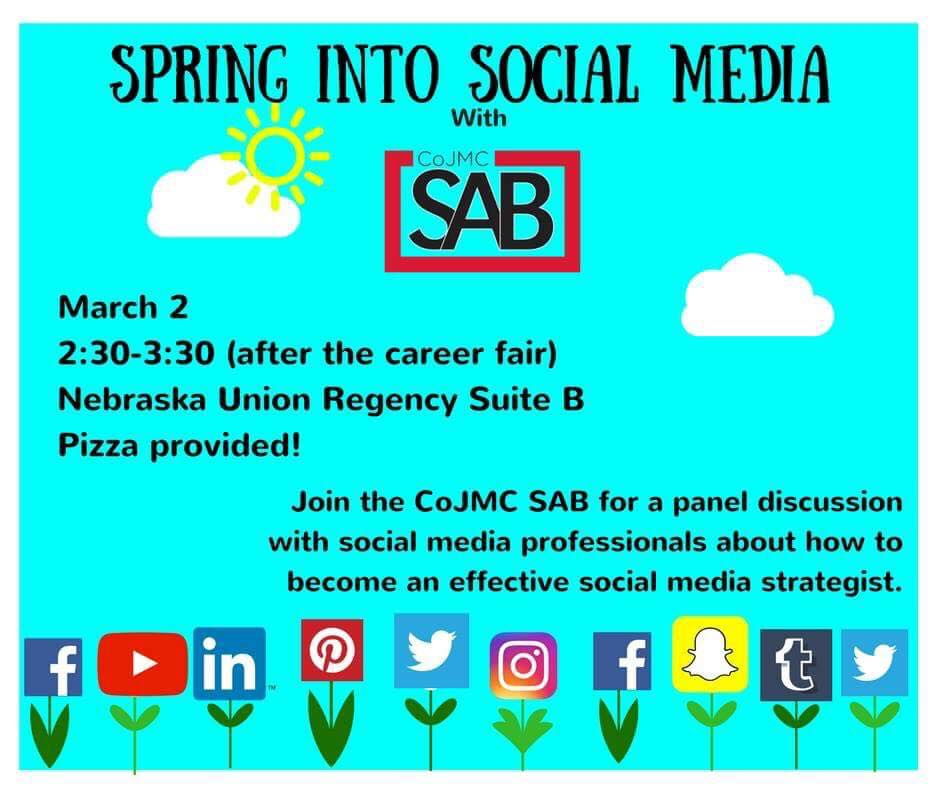 Join the CoJMC Student Advisory Board on Thursday, March 2, for a panel discussion on how to be an effective social media strategist.