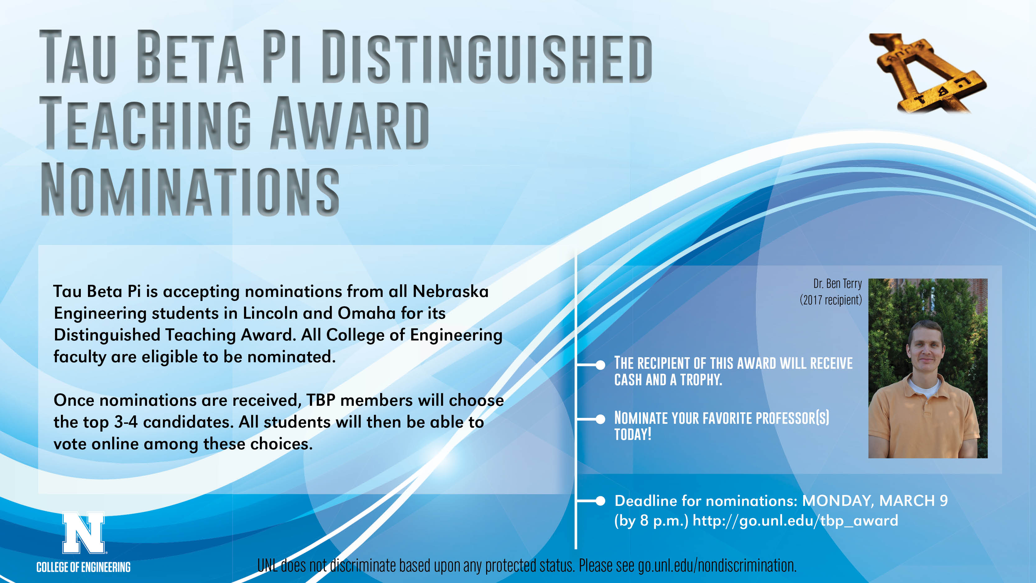 Tau Beta Pi Teaching Award nominations due March 6