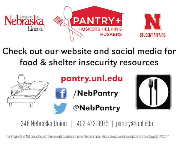 Huskers Helping Huskers Pantry+ is a new resource for students who struggle with food and/or shelter insecurity.