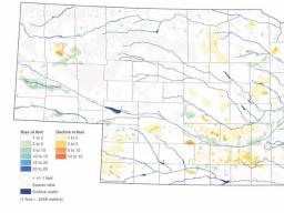 This map rom the 2016 Nebraska Statewide Groundwater-Level Monitoring Report shows groundwater-level changes in Nebraska from spring 2015 to spring 2016. | Courtesy image  